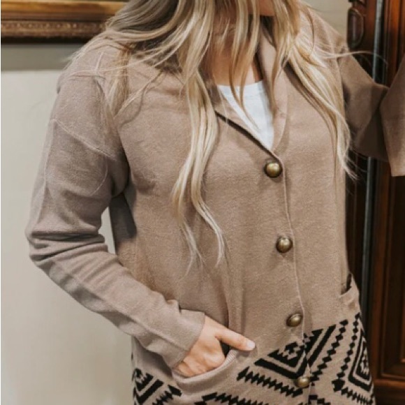 Women's Tan Cardigan Sweater - Picture 1 of 5